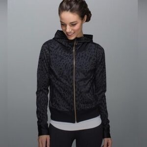Lululemon Namaskar Hoodie Animal Print Deep Coal Black-Size 4